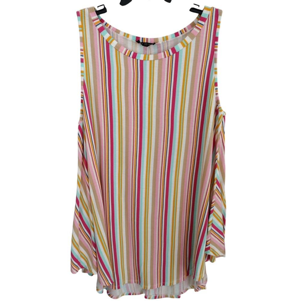Lane Bryant Colorful Striped Soft & Stretchy Swing Tank Top Women 14/16 1X Plus